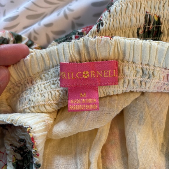 April Cornell Cream & Pink Floral Lined Cotton Maxi Sun Dress w Shirred Back. M - Picture 4 of 6